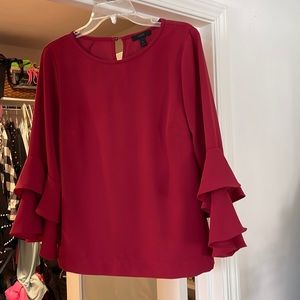 J. crew raspberry tiered sleeve blouse
